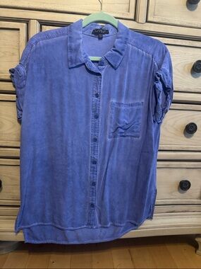 Velvet Heart Button-Down Shirt in Lavender Blue